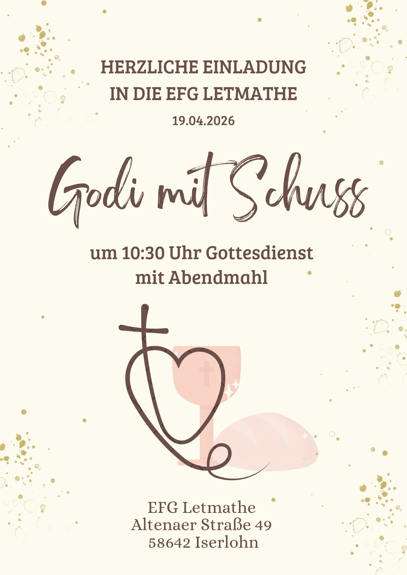 Herzliche Einladung zum Gottesdienst am 19.04.2026, um 10:30 Uhr