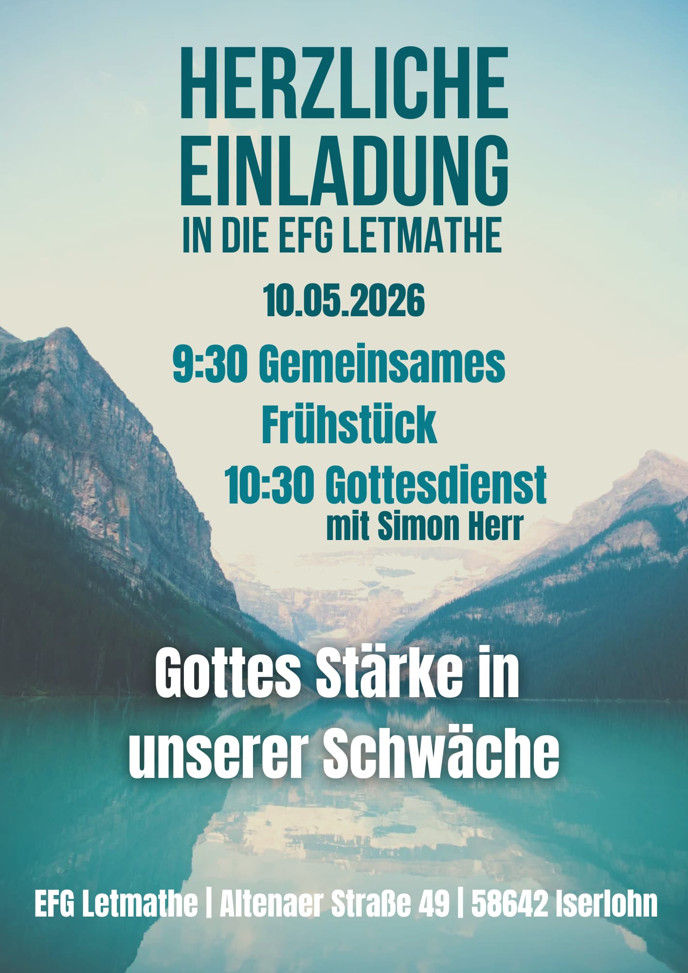 Herzliche Einladung zum Gottesdienst am 10.05.2026, um 10:30 Uhr .. mit Frühstück ab 9:30 Uhr